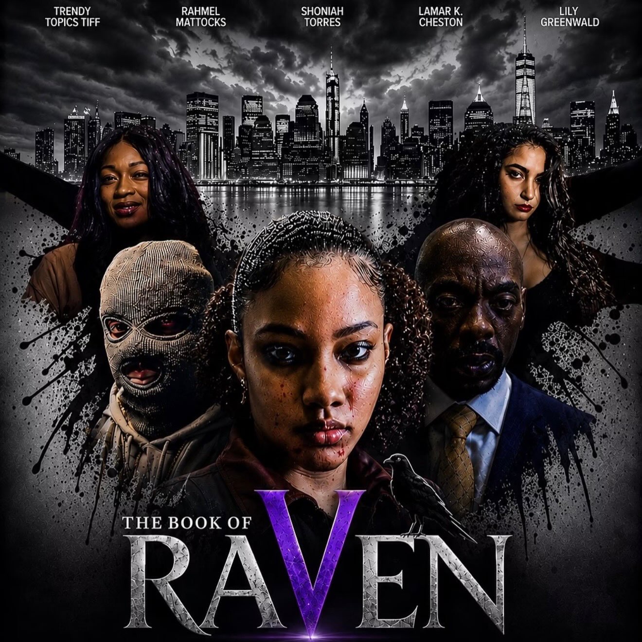 The Book of Raven series poster over the New York City skyline