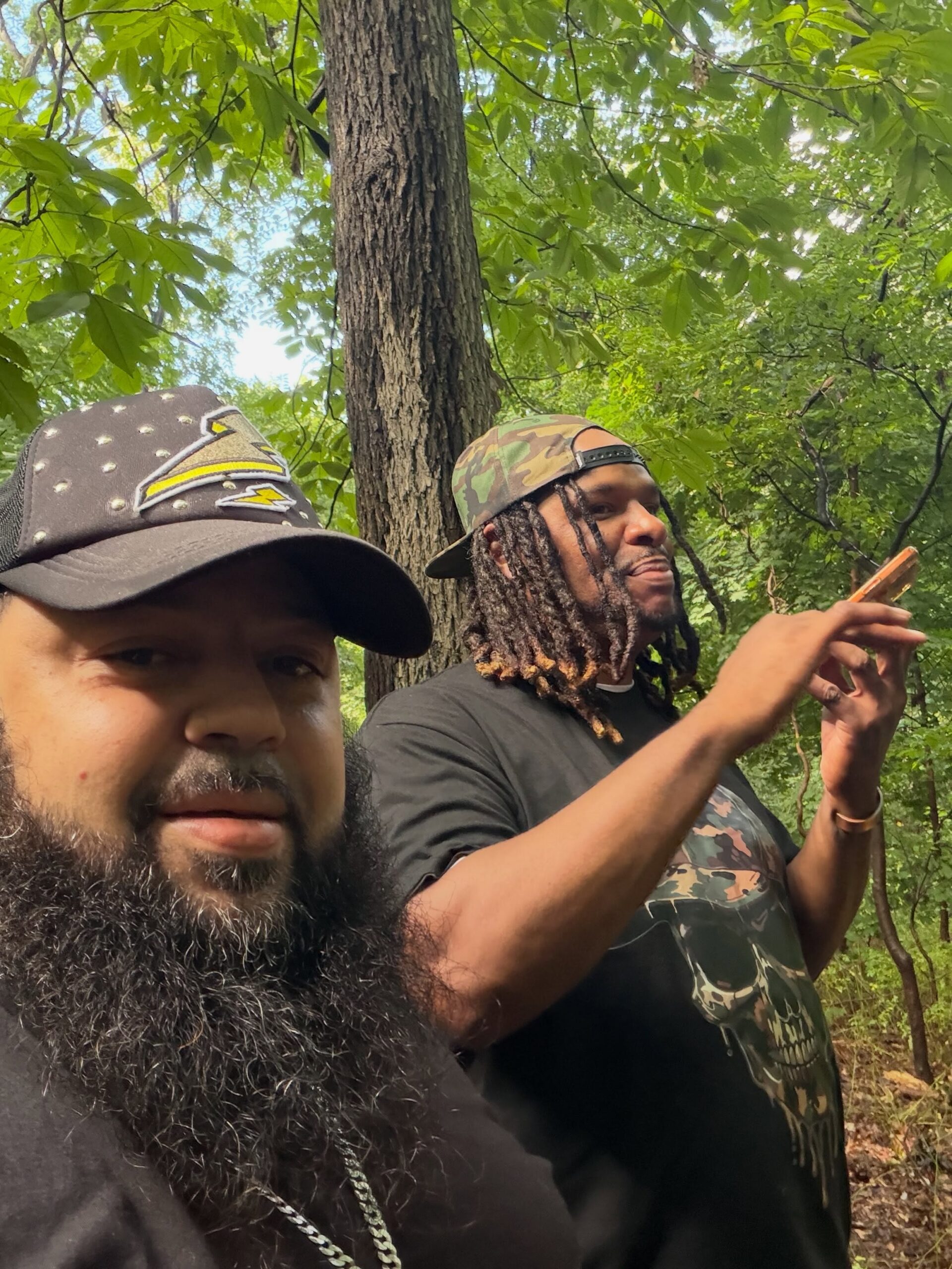 Ruben Burgos on set in the woods during production